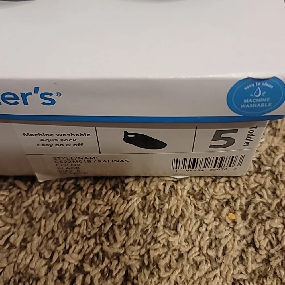 CARTER'S TODDLER BOYS AQUA SOCK WATER SHOE/SANDALS: BLACK/BLUE: NIB: SZ 5